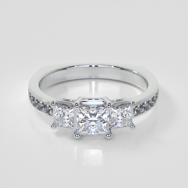 Lab Grown Diamond Princess Cut Euro Style Engagement Ring With Channel Set Accents