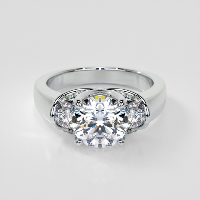 Lab Grown Diamond Round Cut Trellis Style Tapered Engagement Ring
