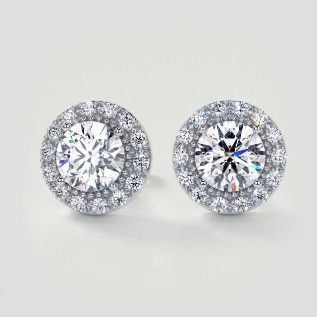 4.42CT Lab Grown Diamond Round Cut Beaded Halo Earrings