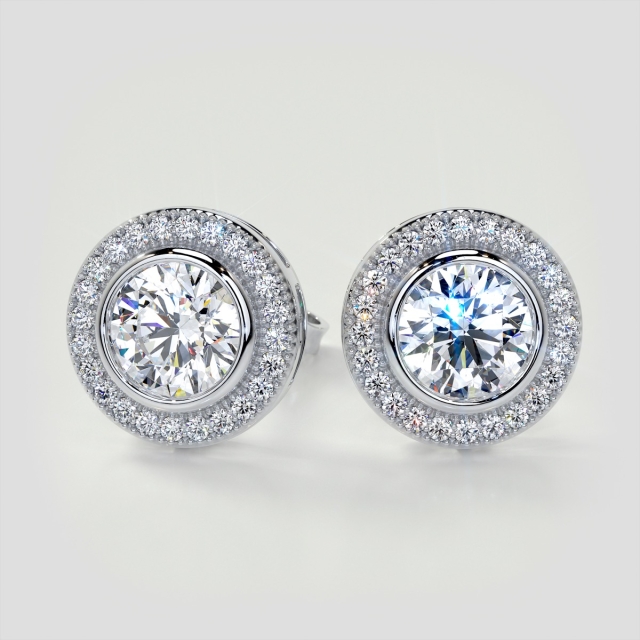 2.24CT Lab Grown Diamond Round Cut Halo Earrings