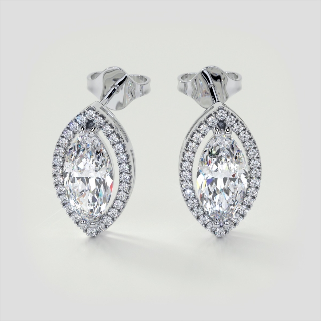 4.42CT Lab Grown Diamond Marquise Cut Drop Style Stud Earrings