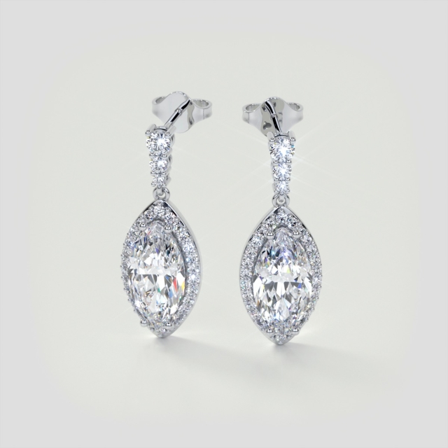 6.89CT  Lab Grown Diamond Marquise Cut Drop Style Slider Bail Earrings