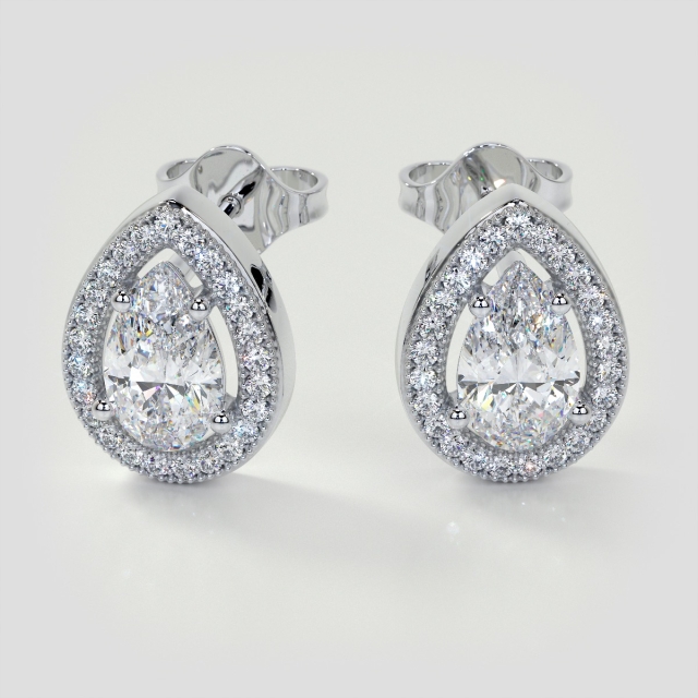 2.25CT Lab Grown Diamond Pear-Cut Halo Earrings