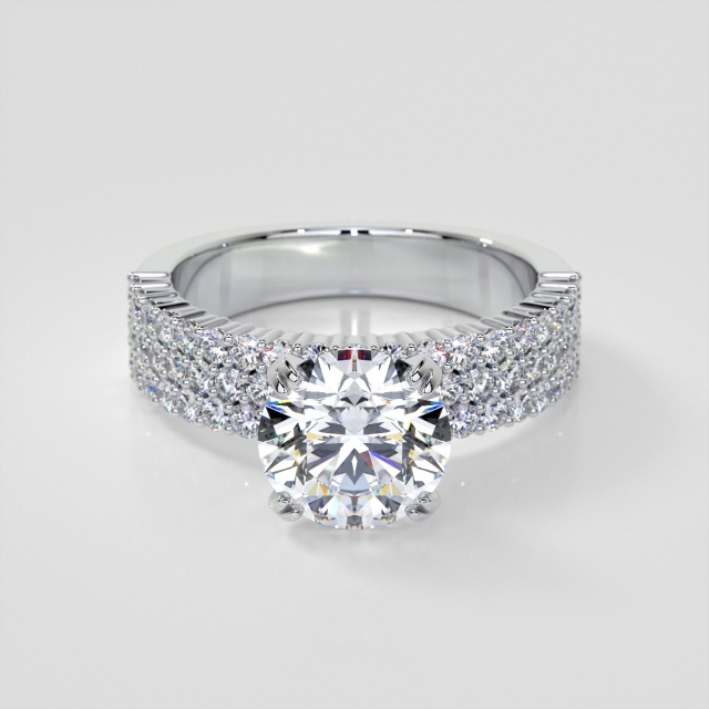 Lab Grown Diamond Round Cut Brilliant Pavé-Style Engagement Ring