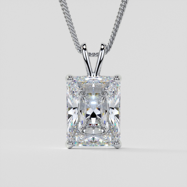 Lab Grown Diamond Radiant Cut Solitaire Pendant With Diamond Cut Cable Chain
