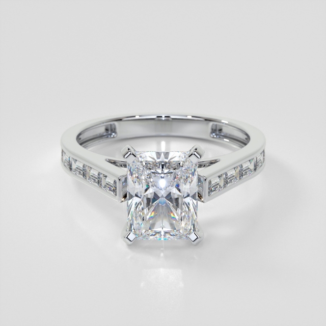 Lab Grown Diamond Radiant Cut Channel Baguettes Engagement Ring