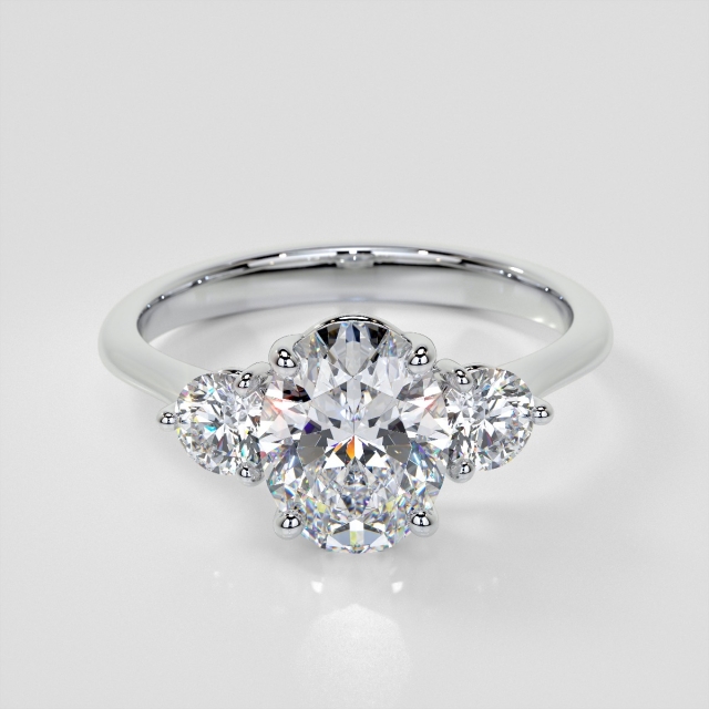 Lab Grown Diamond Oval Cut Three-Stone Engagement Ring