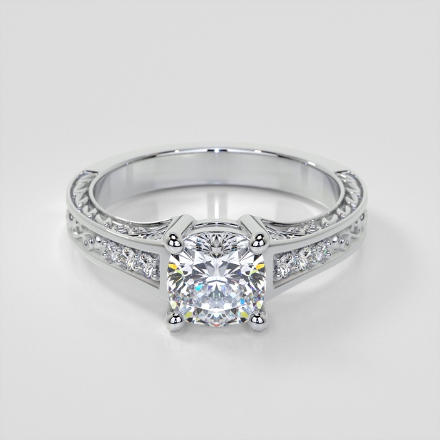 Lab Grown Diamond Cushion Cut Filigree Engagement Ring