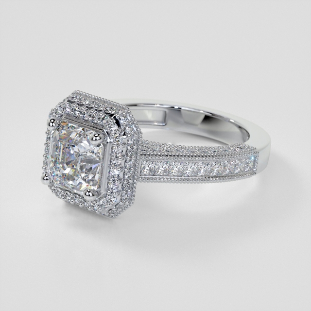 Lab Grown Diamond Princess Cut Pavé-Style Cathedral Engagement Ring