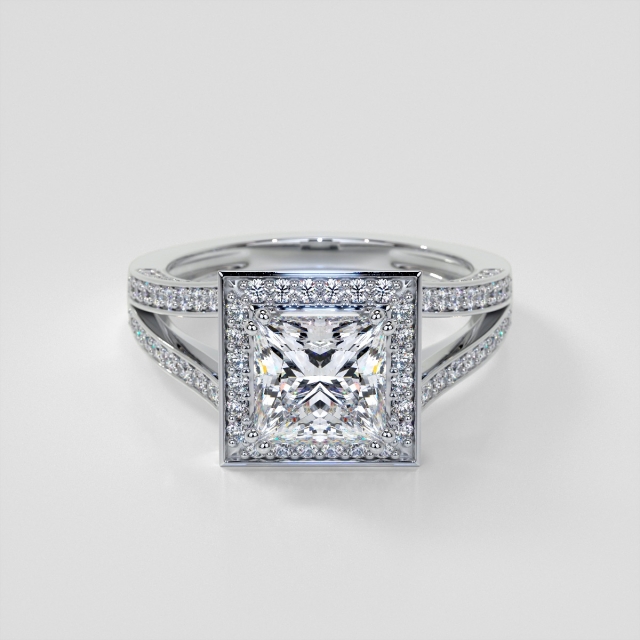 Lab Grown Diamond Split Shank Princess Cut Engagement Ring