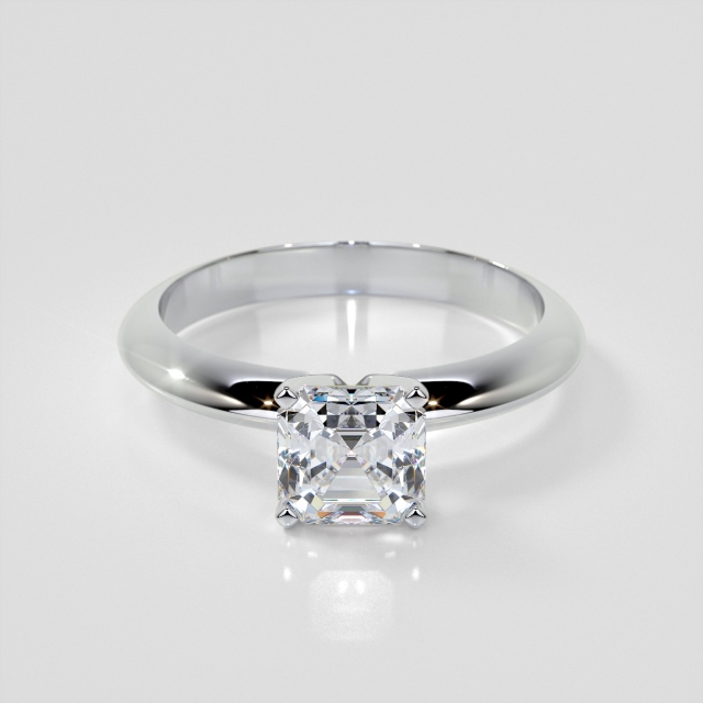 Lab Grown Diamond Asscher Cut Tiffany Style Engagement Ring