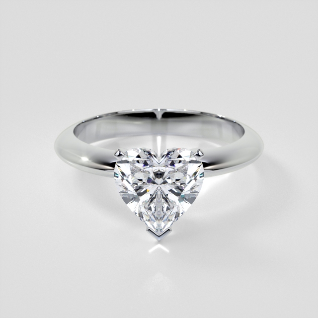 Lab Grown Diamond Heart Shape Classical Tiffany Style Engagement Ring