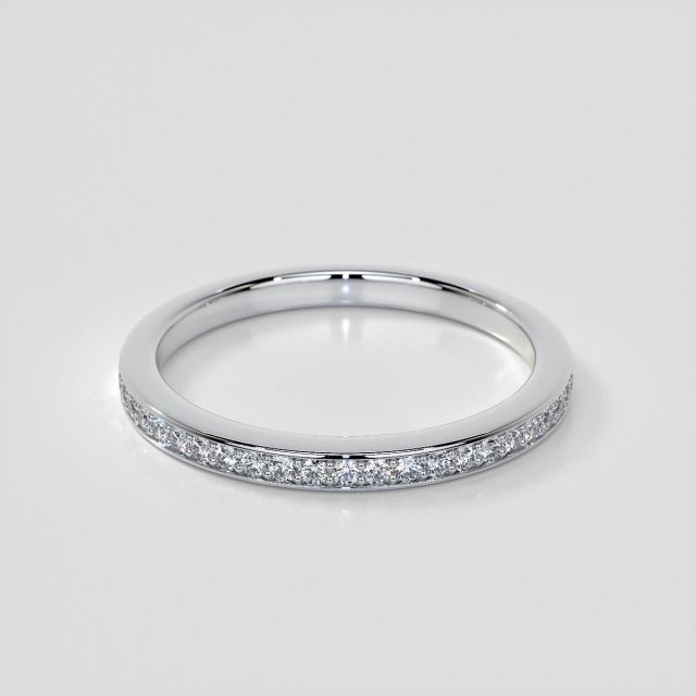 Petite Round Cut Channel Wedding Band Set with Lab Grown Diamond Accents 