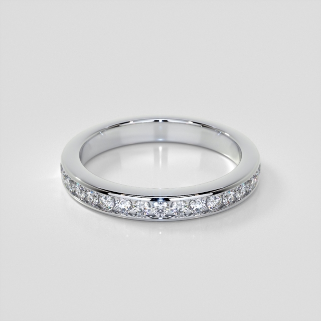 Round Cut Channel Set Classical Wedding Band Set with Lab Grown Diamonds 