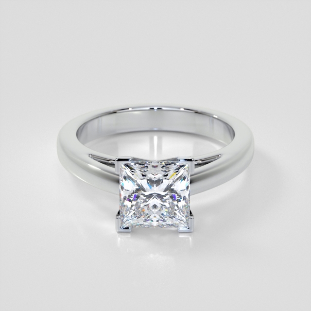 Lab Grown Diamond Princess Cut Cathedral Style Engagement Ring