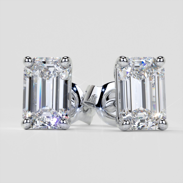 Lab Grown Diamond Emerald Cut Stud Earrings