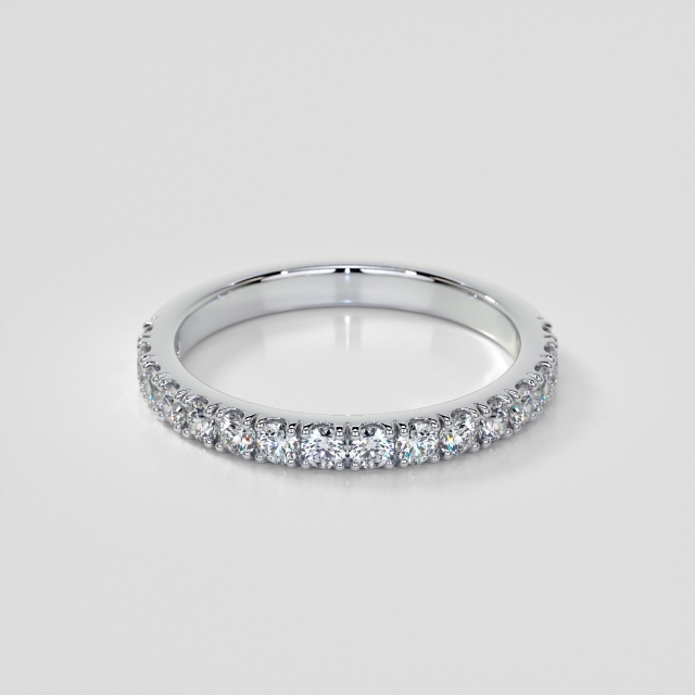 Round Cut Scallop Style Wedding Band Set with Lab Grown Diamonds