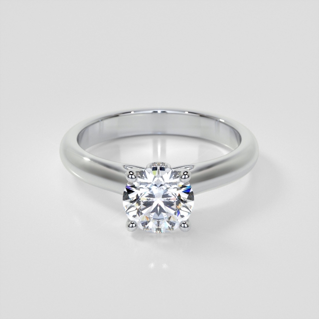 Lab Grown Diamond Round Cut Cathedral Engagement Ring with Accents