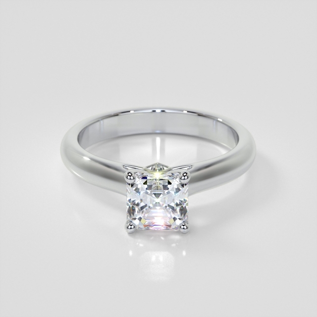 Lab Grown Diamond Asscher Cut Cathedral Engagement Ring With Accents