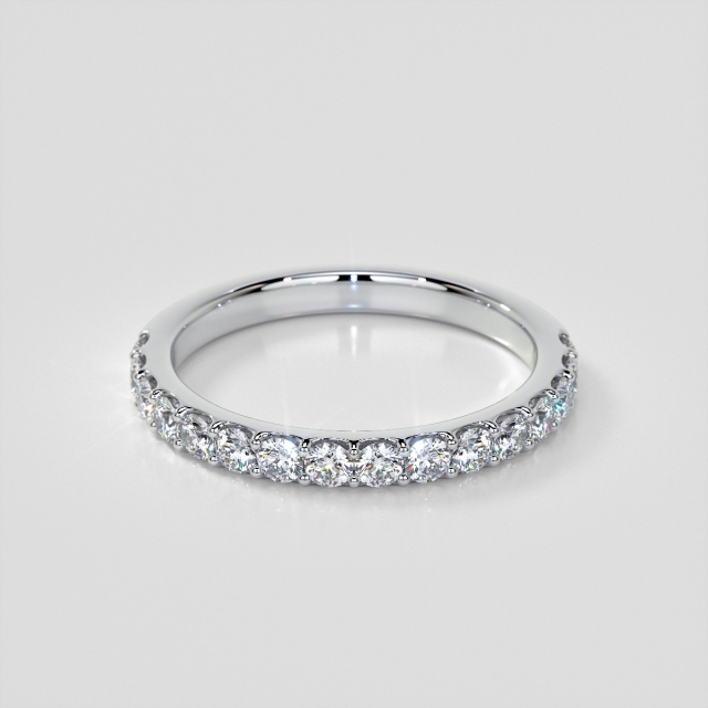 Round Cut Scallop Style Wedding Band Set with Lab Grown Diamonds