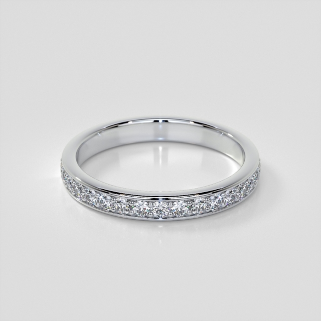 Round Cut Wedding Band Set with Lab Grown Diamond Channel Accents 