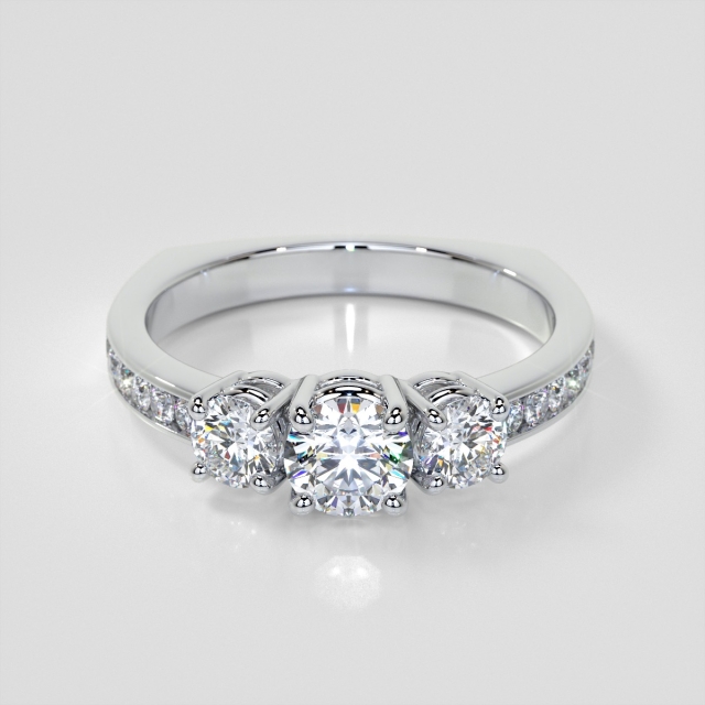 Lab Grown Diamond Round Cut Euro Style Engagement Ring with Accents