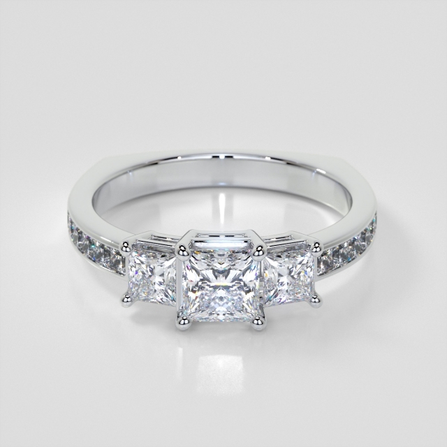 Lab Grown Diamond Princess Cut Euro Style Engagement Ring With Channel Set Accents