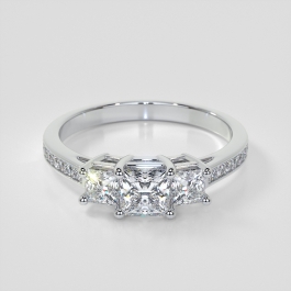 Shop: Lab Grown Diamond Princess Cut Three Stone Ring with Accents